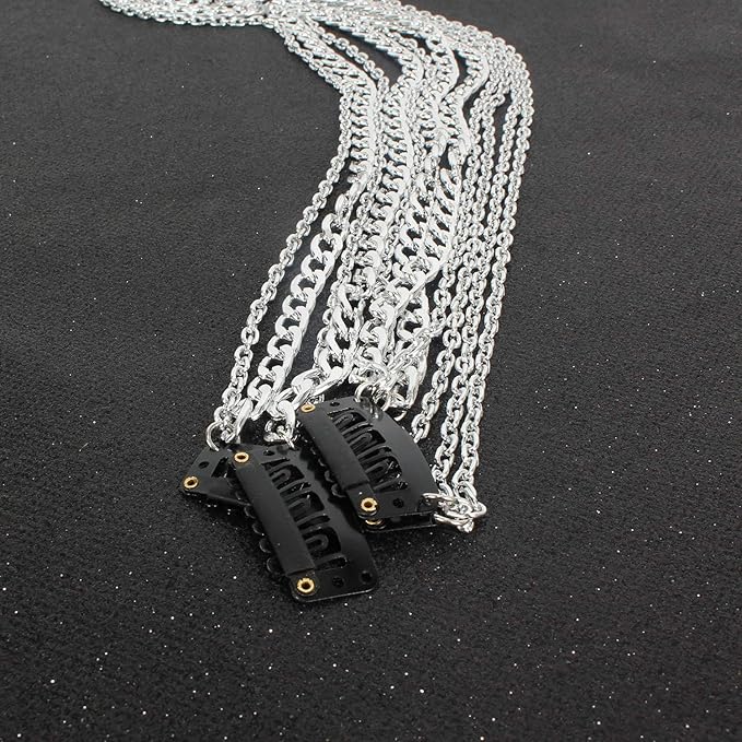 4PCS Dreadlocks Metal Tassel Ponytail Multi-Strand Hair Chain Prom Party Concave styling hair accessories hair extension chain with clip for girls and women (silver)