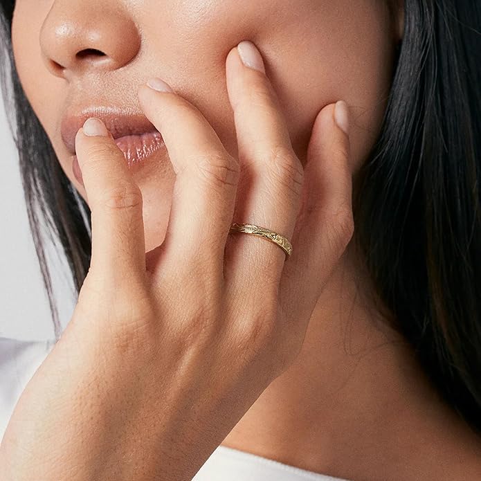 Hey Harper Gold Ring for Women - Gold Plated Stacking Waterproof & Sweatproof Jewerly Ring - Everday Non Tarnish Cute Fashion Circle Rings