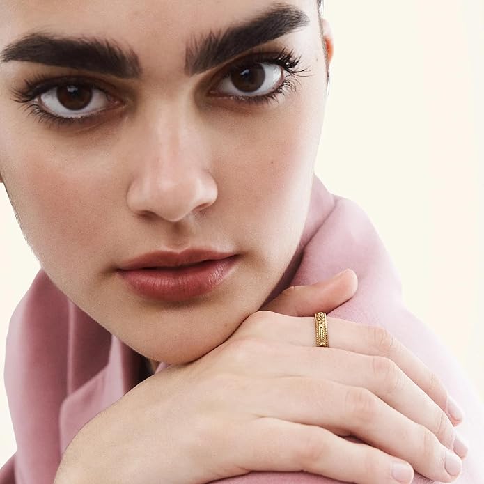 Hey Harper Gold Ring for Women - Gold Plated Stacking Waterproof & Sweatproof Jewerly Ring - Everday Non Tarnish Cute Fashion Circle Rings