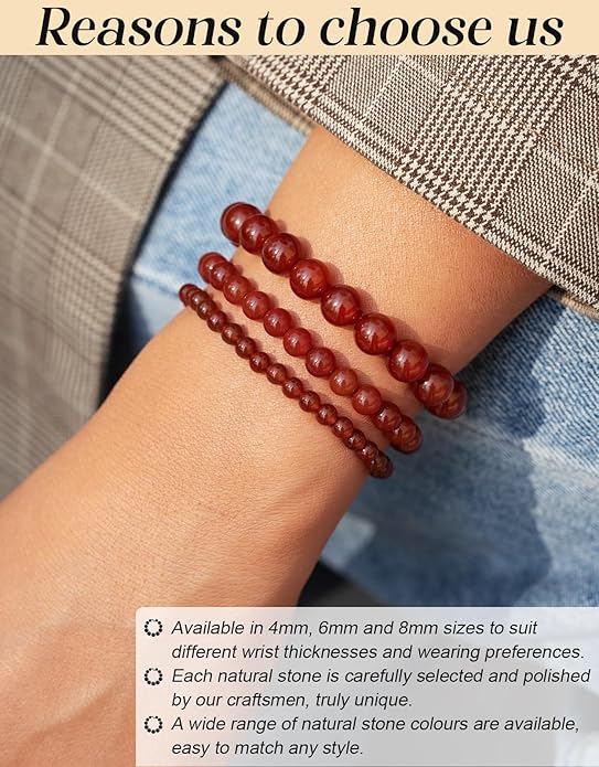 Handmade Natural Stone Beaded Stretch Bracelets,Healing Crystals Protection Bracelet,Spiritual Jewelry Gifts for Women & Men,Replacement Beads Included