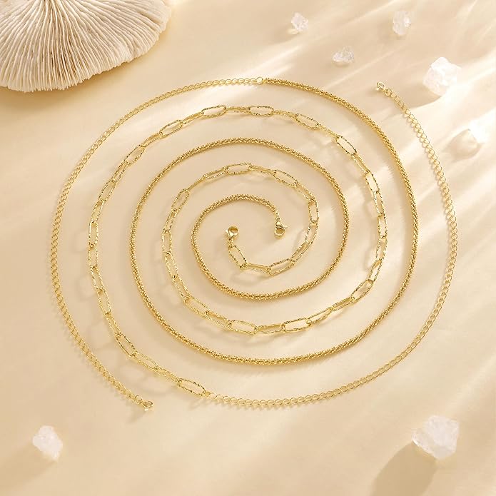 CHESKY Gold Waist Chain, 14K Gold Plated Belly Chain Adjustable Waterproof Body Chain Sexy Bikini Waist Beads for Women Satellite Beads Diamond Pearl Coin Chain Dainty Body Chain Jewelry for Women