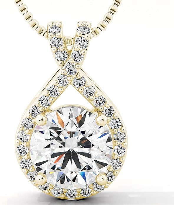 Twine&Co Infinity Moissanite Pendant Necklace – 1-3 Carat VVS1 Clarity D Color Lab-Grown Diamond Alternative – 14K Gold or Silver With Chain, Adjustable Eco-Friendly Infinity Design, Gift for Her