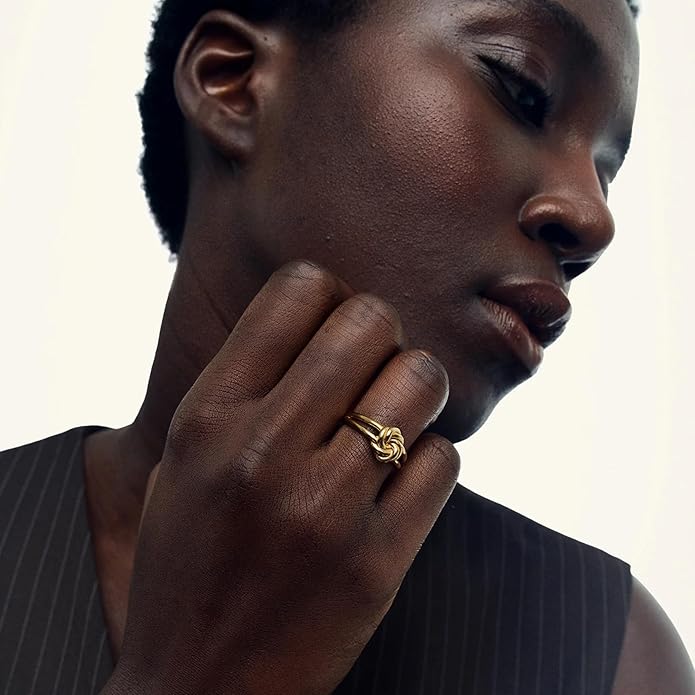 Hey Harper Gold Ring for Women - Gold Plated Stacking Waterproof & Sweatproof Jewerly Ring - Everday Non Tarnish Cute Fashion Circle Rings