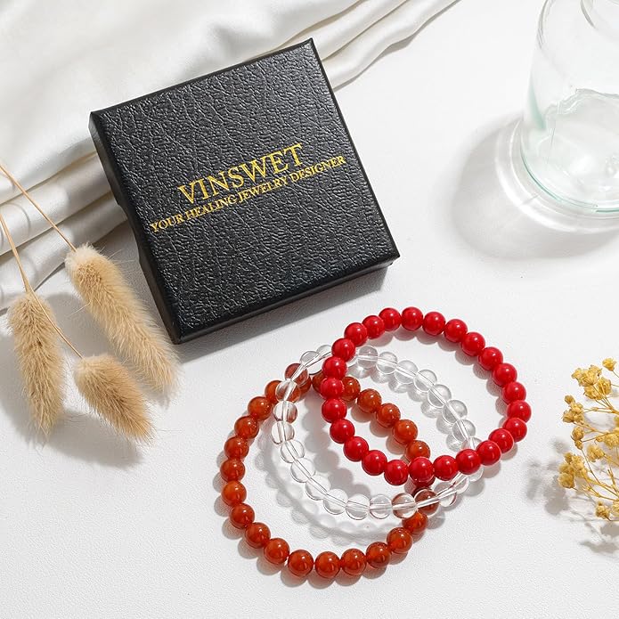 Healing Crystal Bracelets for Women Men 8mm Tiger Eye Hematite Black Obsidian Natural Stone Beaded Stretch Bracelet Triple Protection Handmade Gemstone Reiki Spiritual Jewelry Gifts