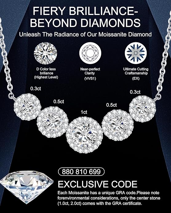 Moissanite Necklace for Women, 1.7-7.6 Carat Heart Necklace Engraved 'I LOVE YOU' Gift for Wife, Wedding Anniversary Birthday Gifts for Women, Jewelry Gifts for Her Wife Mom Girlfriend Lady