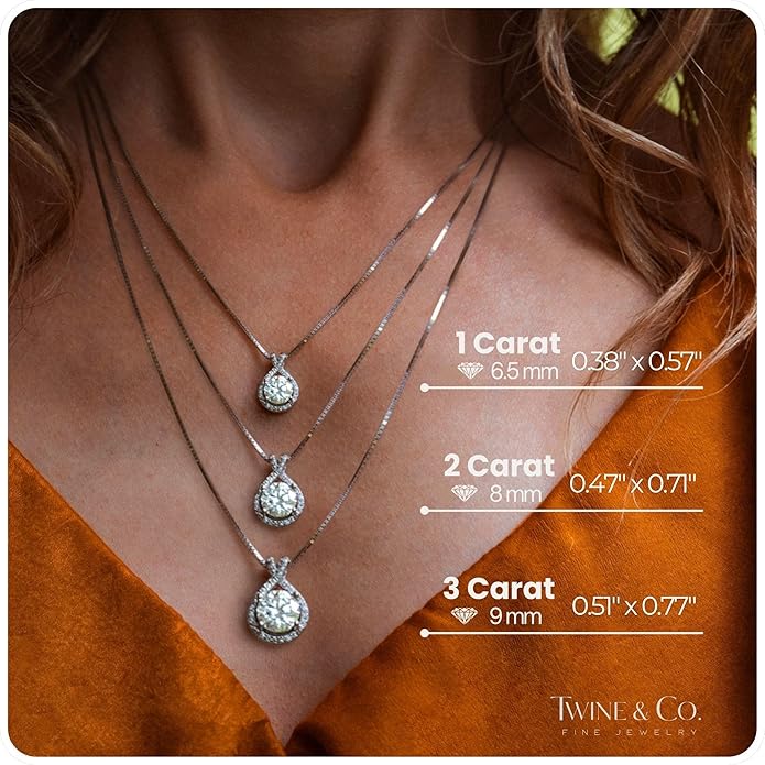 Twine&Co Infinity Moissanite Pendant Necklace – 1-3 Carat VVS1 Clarity D Color Lab-Grown Diamond Alternative – 14K Gold or Silver With Chain, Adjustable Eco-Friendly Infinity Design, Gift for Her
