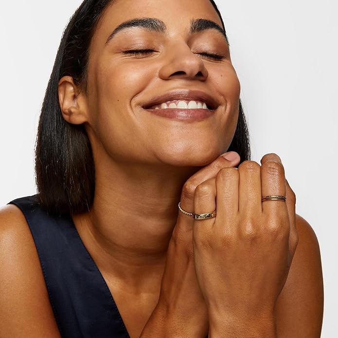 Hey Harper Gold Ring for Women - Gold Plated Stacking Waterproof & Sweatproof Jewerly Ring - Everday Non Tarnish Cute Fashion Circle Rings