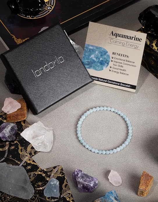 Handmade Natural Stone Beaded Stretch Bracelets,Healing Crystals Protection Bracelet,Spiritual Jewelry Gifts for Women & Men,Replacement Beads Included