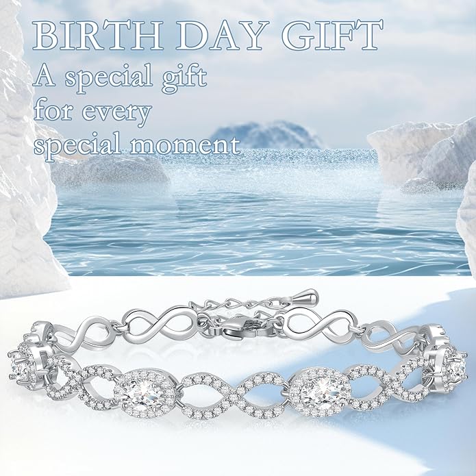 Infinity Heart Symbol Charm Link Knot Bracelet for Women Cubic Zirconia Bangle Crystal Love Bracelet Jewelry Anniversary Jewelry Christmas Birthday Gifts for Women Wife Girlfriend Her