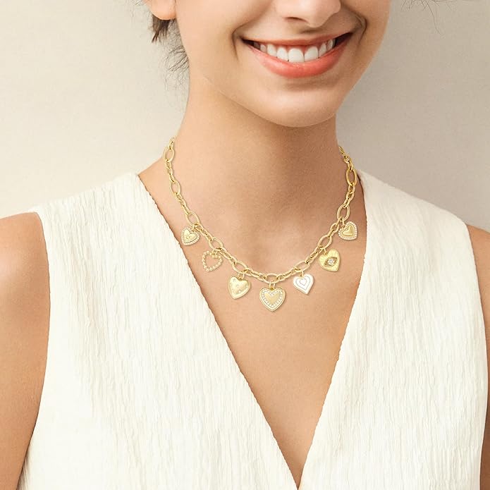 Charm Necklace for Women Gold Evil Eye Sun Moon Flower Coin Pendant Necklace Dainty Paperclip Chain Vintage Luck Amulet Choker Necklaces Celestial Jewelry Gift