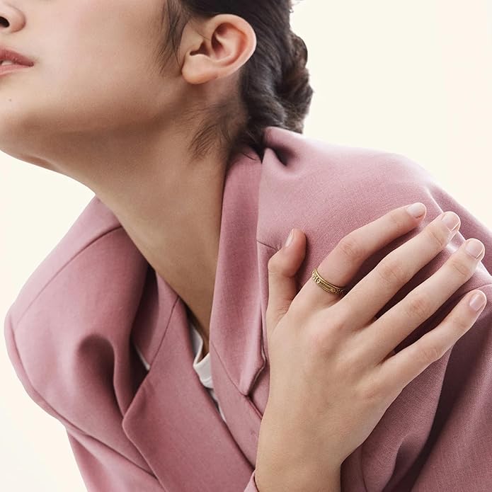 Hey Harper Gold Ring for Women - Gold Plated Stacking Waterproof & Sweatproof Jewerly Ring - Everday Non Tarnish Cute Fashion Circle Rings