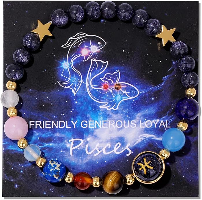 Zodiac Bracelets for Women Men,12 Constellations Healing Crystal Stone Beads Bracelet Birthday Zodiac Gifts Horoscope Spiritual Jewelry Bracelet Gifts