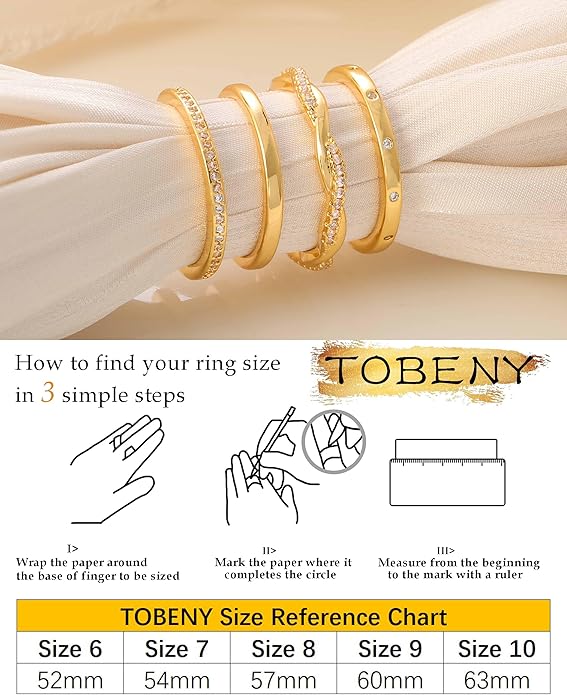 TOBENY Stackable Silver Gold Rings for Women Non Tarnish 14K Gold Plated Cubic Zirconia Ring Set Trendy Dainty Engagement Wedding Bands Thumb Rings Stacking Promise Statement Rings Jewelry Size 6-10