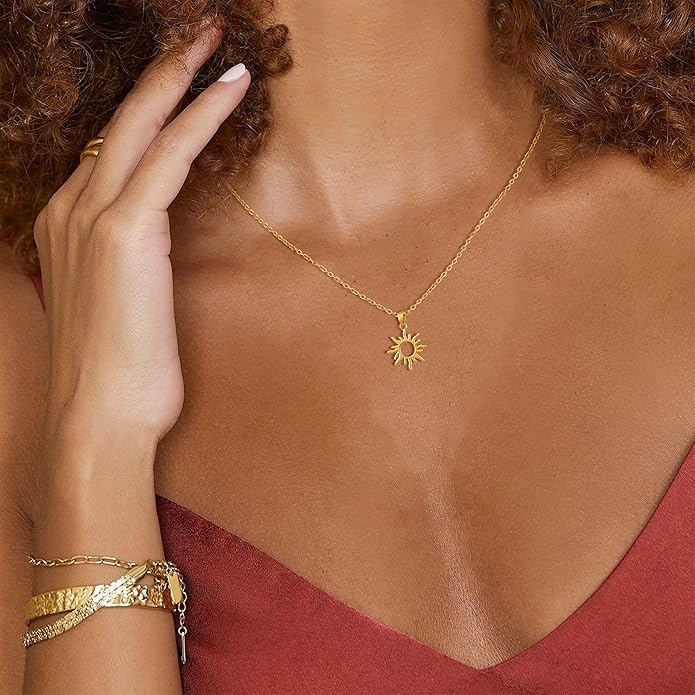 Lariat Gold Necklaces for Women - Dainty Gold Necklace Trendy 14K Gold Plated Hypoallergenic Layered Long Y-Shape Sunburst CZ T-Bar Pendant Drop Chain Necklace Set for Women Non Tarinsh Jewelry Gift