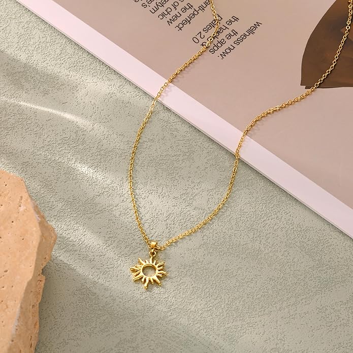 Lariat Gold Necklaces for Women - Dainty Gold Necklace Trendy 14K Gold Plated Hypoallergenic Layered Long Y-Shape Sunburst CZ T-Bar Pendant Drop Chain Necklace Set for Women Non Tarinsh Jewelry Gift