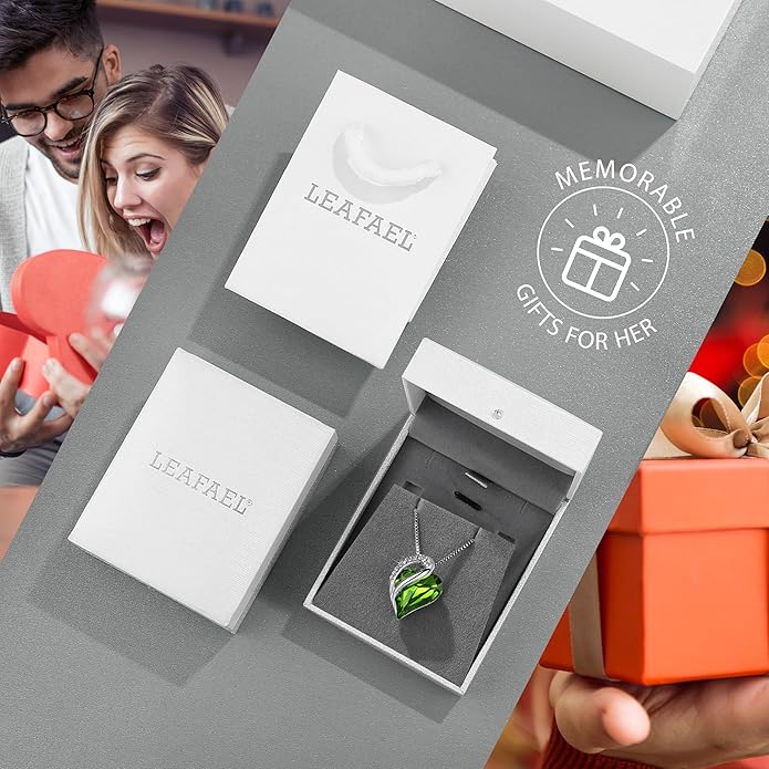 Necklaces for Women, Infinity Love Birthstone Heart Crystal Pendant, Birthday Jewelry Gifts for Her, Mom, and Wife, Silver Plated, 18 plus 2 inch Adjustable Chain