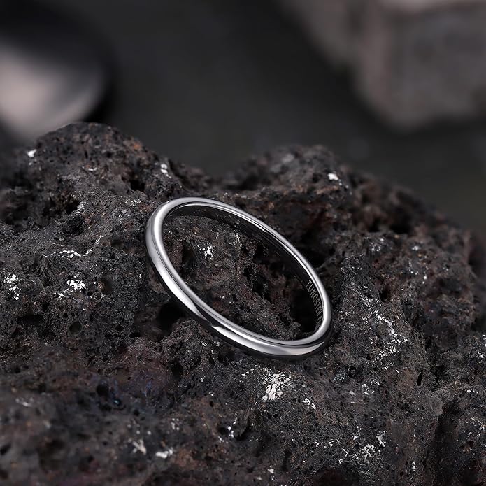 Jstyle 2mm 4mm 6mm 8mm Tungsten Rings for Men Women Hypoallergenic Wedding Band Rings Gold/Silver Domed High Polish Comfort Fit Size 6-12 Not Tarnished