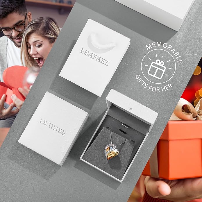 Necklaces for Women, Infinity Love Birthstone Heart Crystal Pendant, Birthday Jewelry Gifts for Her, Mom, and Wife, Silver Plated, 18 plus 2 inch Adjustable Chain