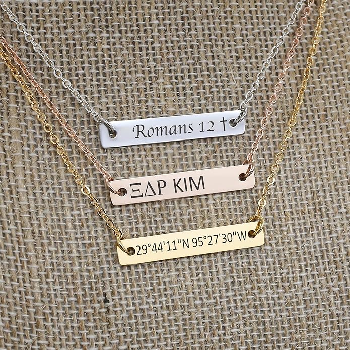 Name Bar Jewelry special Custom Engraved Bar Necklace Personalized Name Date GPS Coordinates Handcrafted Gift for Wedding Bridesmaid Graduation Anniversary personalized bepoke jewelry