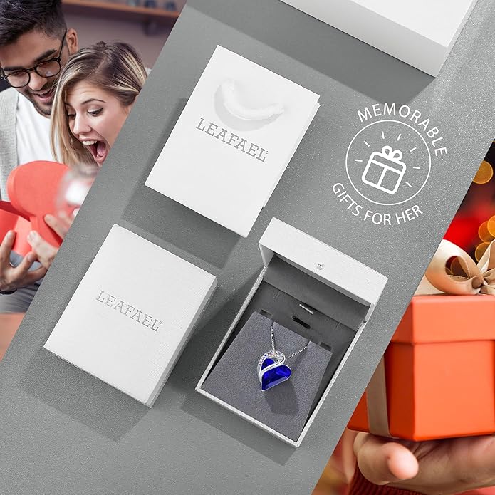 Necklaces for Women, Infinity Love Birthstone Heart Crystal Pendant, Birthday Jewelry Gifts for Her, Mom, and Wife, Silver Plated, 18 plus 2 inch Adjustable Chain