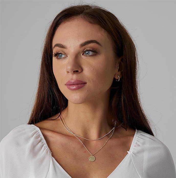 ASCOMY Layered Necklaces for Women Dainty Gold Necklace 14K Gold Plated Herringbone Necklace for Women Pearl Cross Necklace Paperclip Cuban Figaro Rope Satellite Chain Gold Choker Trendy Jewelry Gift