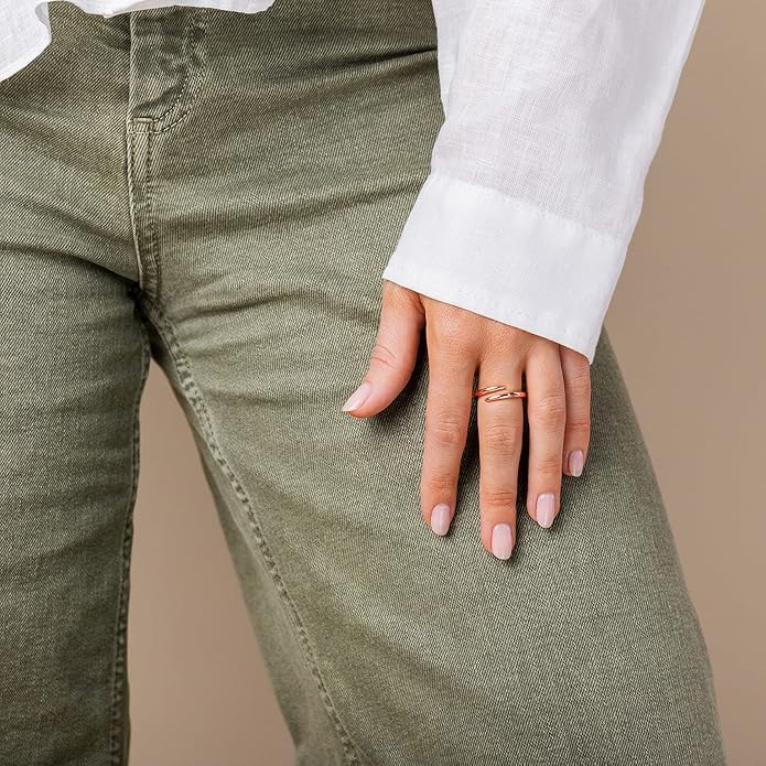 PAVOI 14K Gold Plated Open Twist Eternity Band for Women