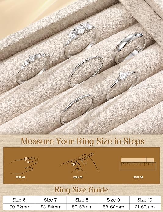 Besteel Gold Rings for Women - Non Tarnish 14K Gold Plated Stackable Rings, Dainty Cubic Zirconia Thin Thumb Ring Set, Trendy Statement Promise Wedding Bands Engagement Rings for Women Size 6-10