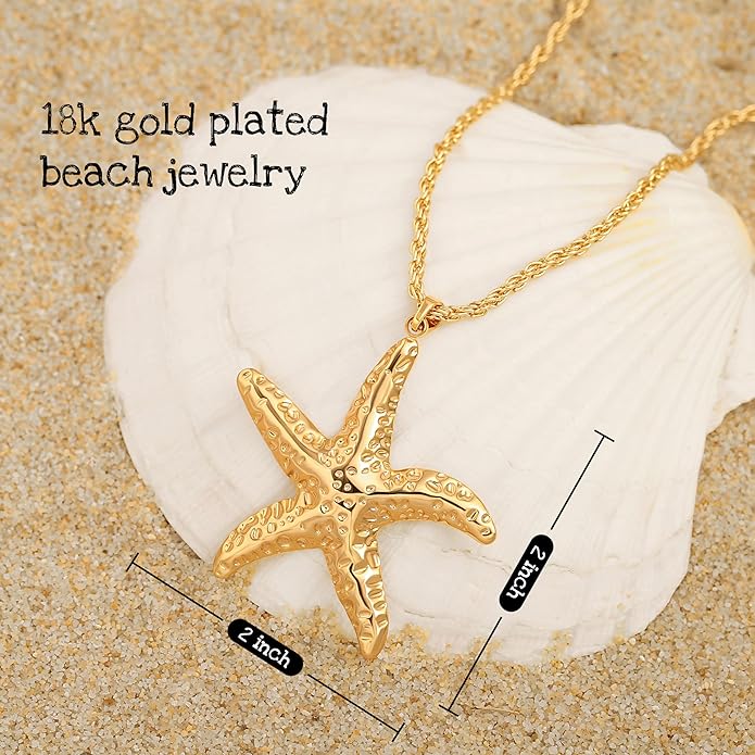 18k Gold Chain Link Necklace for Women, Baroque Pearl/Compass Pendant Necklace