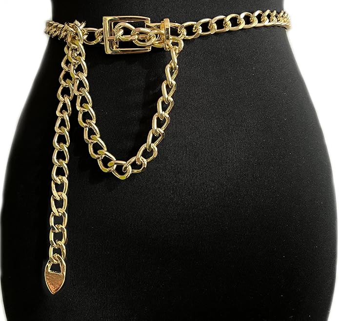 Tornito Metal Waist Chain Gold Chain Belt Chunky Belly Link Chain Moon Double O Ring Sunflower Body Chain Jewelry for Women Dresses Adjustable