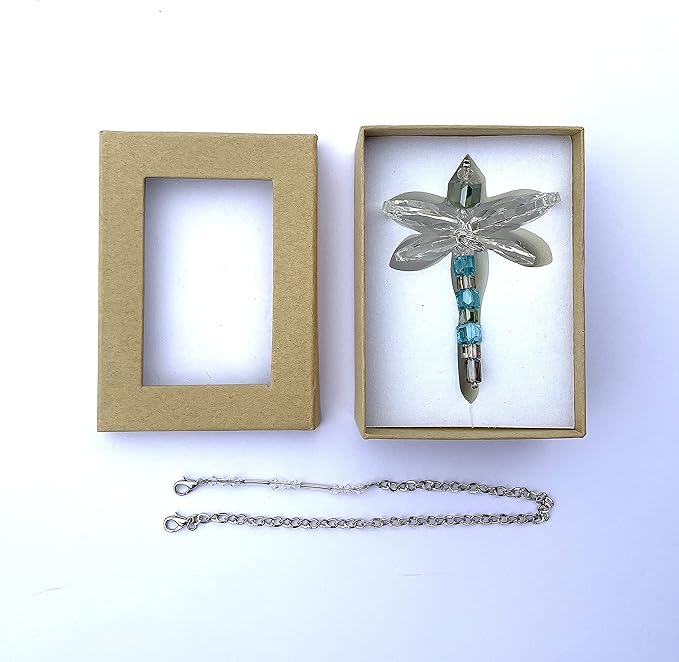 Dragonfly Gift - Crystal Dragonfly Charm - Rainbow Maker - Prism Suncatcher for Garden, Home, Car and Window Decor - Gifts for Mom and Grandma