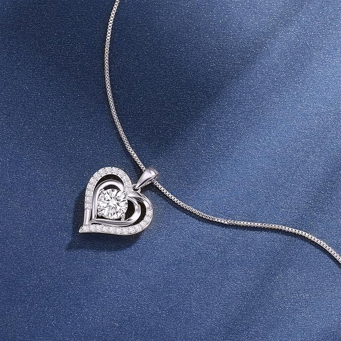 waitrose Moissanite Heart Necklace for Women Birthday Gifts for Wife S925 Sterling Silver Jewelry for Christmas Anniversary Valentine Birthday Gift for Her Girlfriend Mom