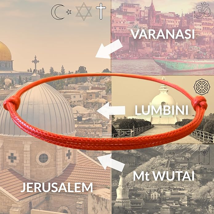 Red String Bracelet, Protection, Luck and Love, Handmade in the Holy Land, Hindu, Buddhist and East Asian Faith Symbol, Evil Eye Strand for Men and Women, Spiritual and Adjustable Bracelet, with CoA